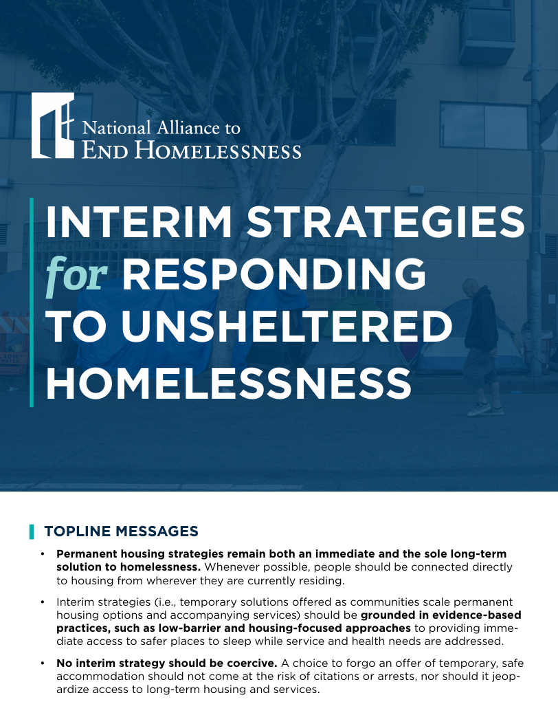 Interim Strategies for Responding to Unsheltered Homelessness